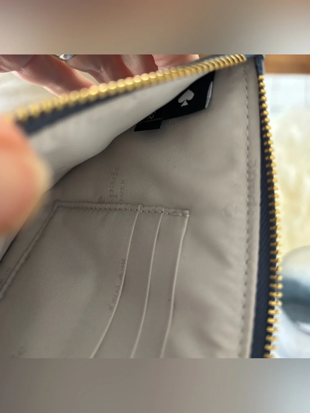 Kate Spade Lucy Refined Grain Leather Zip Wristlet Bluestone